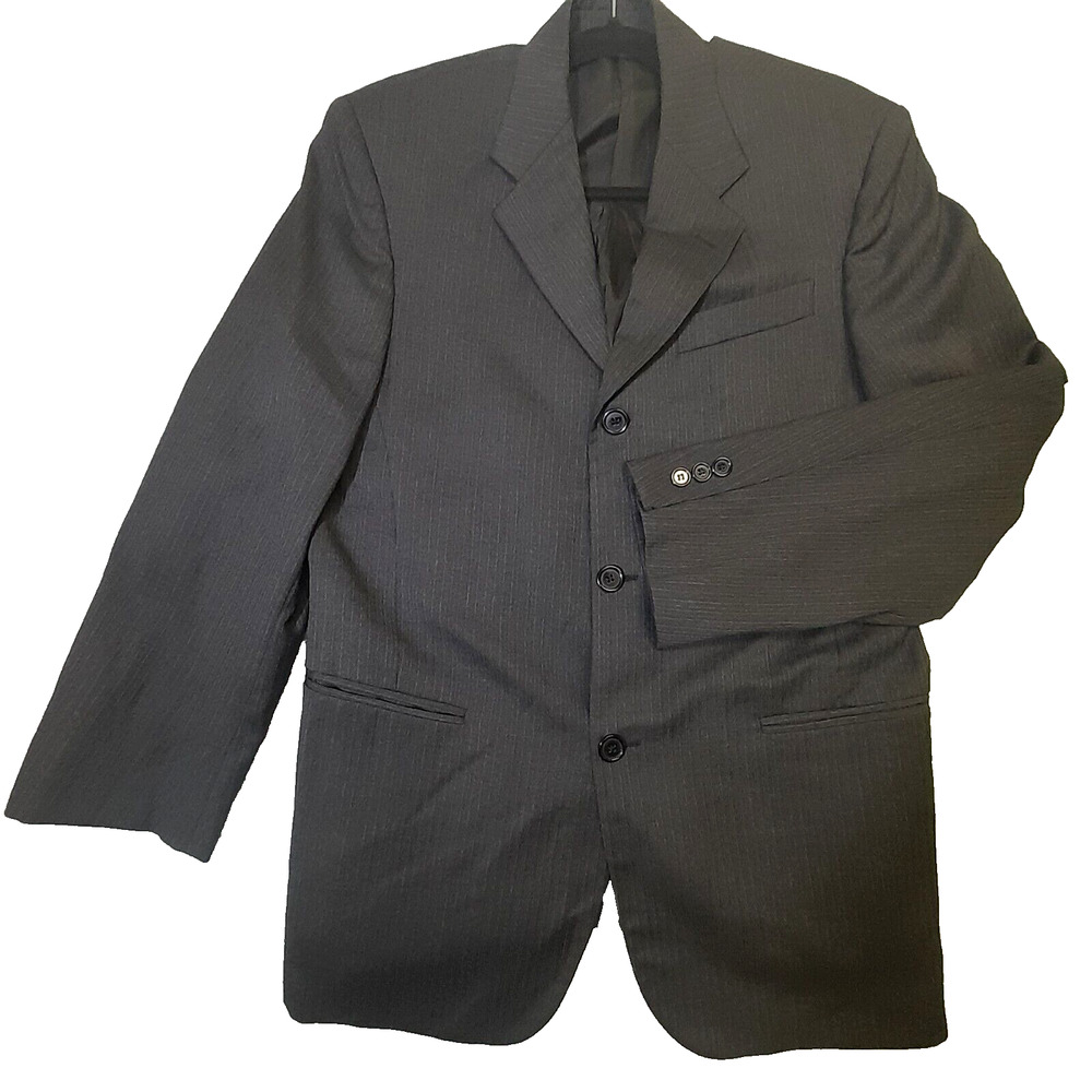 Donna Karan Signature Mens 100% Wool Sportcoat Blazer Dark Gray 42 Italy
